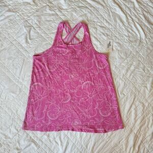 Rumi + Ryder girls xl 16 18 pink Floral  flowy tank top 100% cotton fruit